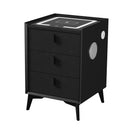 Bedside Table Wireless Charging LED Lights 3 Drawers Black