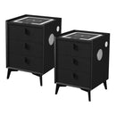 2x Bedside Tables Wireless Charging LED 3 Drawers Black