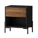 Bedside Table Drawer Nightstand Storage Walnut and Black