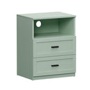 Bedside Table 2 Drawers Open Shelf Nightstand Cabinet Green