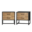 2x Bedside Table 2 Drawers Storage Metal Industrial