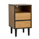 Bedside Table 2 Drawers Shelf Nightstand Natural