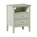 Bedside Table Nightstand 2 Drawer with Storage Cabinet Green