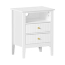 Bedside Table Nightstand 2 Drawer with Storage Cabinet White