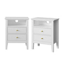 2x Bedside Table Nightstand 2 Drawers Bedroom Cabinet White
