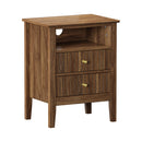 Bedside Table Nightstand 2 Drawer with Storage Cabinet Walnut