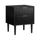 Bedside Table 2 Drawers Storage Cabinet Metal Handle Black