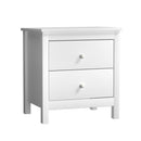 Bedside Table Side End Table 2 Drawers White