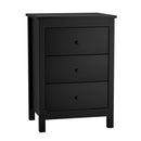 Bedside Table 3 Drawers Hamptons Furniture Black