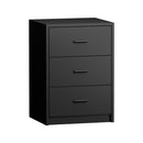Bedside Table 3 Drawers Nightstand Bedroom Storage Black