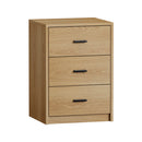 Bedside Table 3 Drawers Nightstand Bedroom Storage Natural