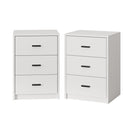 2x Bedside Table 3 Drawers Nightstand Bedroom Storage White