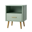 Bedside Table 1 Drawer Open Shelf Nightstand Green
