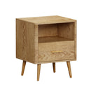 Bedside Table 1 Drawer Open Shelf Nightstand Natural