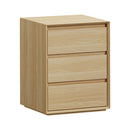 Bedside Table 3 Drawers Nightstand Storage No Handle Natural