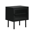 Bedside Tables Storage Cabinet Wood Black