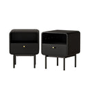 2x Bedside Table 1 Drawers 1 Shelf Nightstand Storage Black