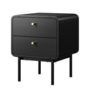 Bedside Table 2 Drawers Bedroom Nightstand Metal Black
