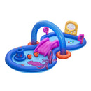 Kids Inflatable Play Splash Pool with Slide Ball Tossing Toys Coral Basket