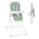 Baby Foldable High Chair With Removable Tray And Pu Seat Cushion Green