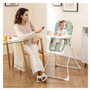 Baby Foldable High Chair With Removable Tray And Pu Seat Cushion Green