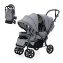 Folding Double Baby Stroller with Tandem Seating and Canopy for Toddlers Grey