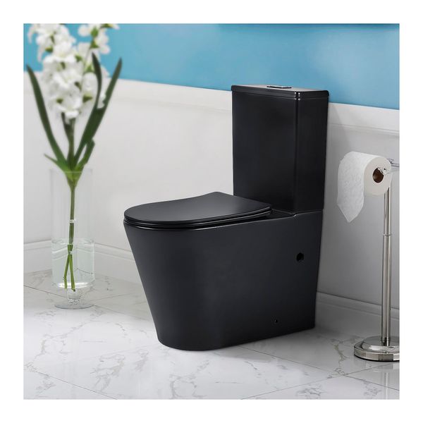 Back To Wall Faced Tornado Silent Flush Black Toilet Suite