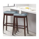 Backless Nailhead Bar Stool With Natural Rubber Wood Legs Coffee