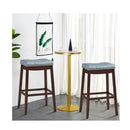 Backless Nailhead Bar Stool With Natural Rubber Wood Legs Coffee
