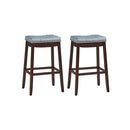 Backless Nailhead Bar Stool With Natural Rubber Wood Legs Coffee