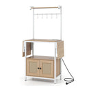 Bakers Rack With Power Outlets And Microwave Stand Drop Leaf