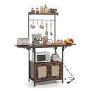 Bakers Rack With Power Outlets And Microwave Stand Drop Leaf