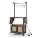 Bakers Rack With Power Outlets And Microwave Stand Drop Leaf