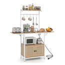 Bakers Rack With Power Outlets And Microwave Stand Drop Leaf