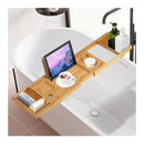 Freestanding Expandable Bamboo Bath Caddy Wine Glass Holder