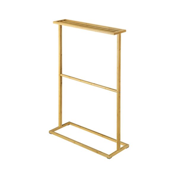 Bamboo Bath Towel Stand Rail Rack Shelf Drying Bar