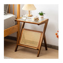 Boho Bamboo End Table With Tempered Glass Top