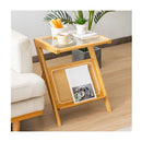 Boho Bamboo End Table With Tempered Glass Top