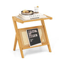 Boho Bamboo End Table With Tempered Glass Top