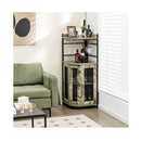 Industrial Corner Bar Cabinet With Glass Holder And Adjustable Shelf