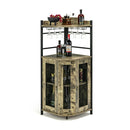 Industrial Corner Bar Cabinet With Glass Holder And Adjustable Shelf