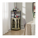 Industrial Corner Bar Cabinet With Glass Holder And Adjustable Shelf