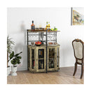 Industrial Corner Bar Cabinet With Glass Holder And Adjustable Shelf