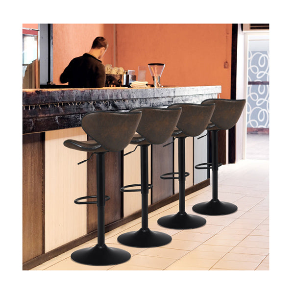 Set of 2 Height Adjustable Bar Stool Swivel Counter Chair