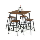 5 piece Bar Table Set with Backless Stools for Apartment