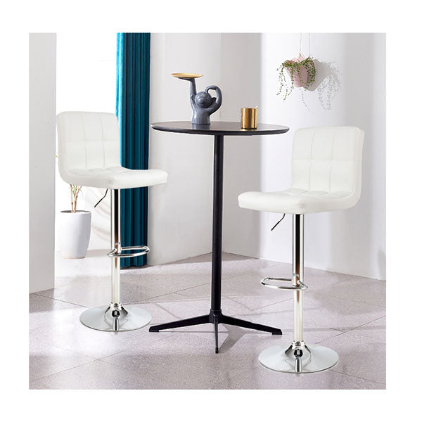 Height Adjustable Swivel Barstool with PU leather for home White