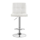 Height Adjustable Swivel Barstool with PU leather for home White