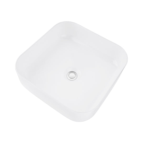 38X38Cm Gloss White Bathroom Ceramic Basin And No Overflow Set