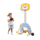 3 In 1 Childrens Playground With Height Adjustable Basketball Stand