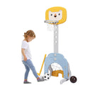 3 In 1 Childrens Playground With Height Adjustable Basketball Stand